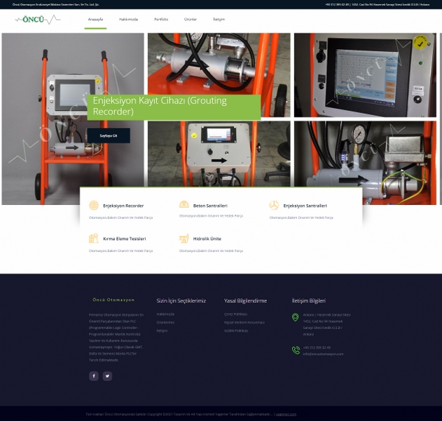 Öncü Otomasyon Web Sitesinin Anasayfa Tasarımı
